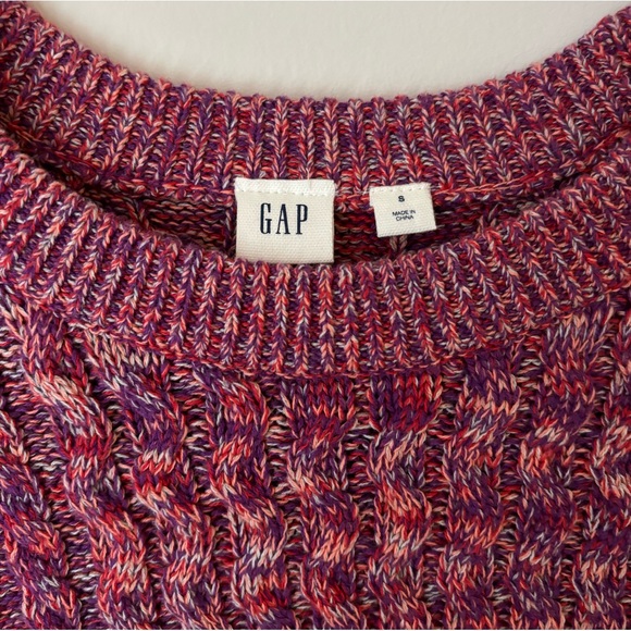 GAP Pink Marled Cable-Knit Crewneck Sweater - Picture 3 of 7